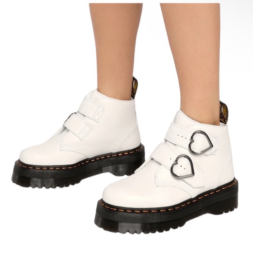 D. Martens Devon heart buckle leather platform boots